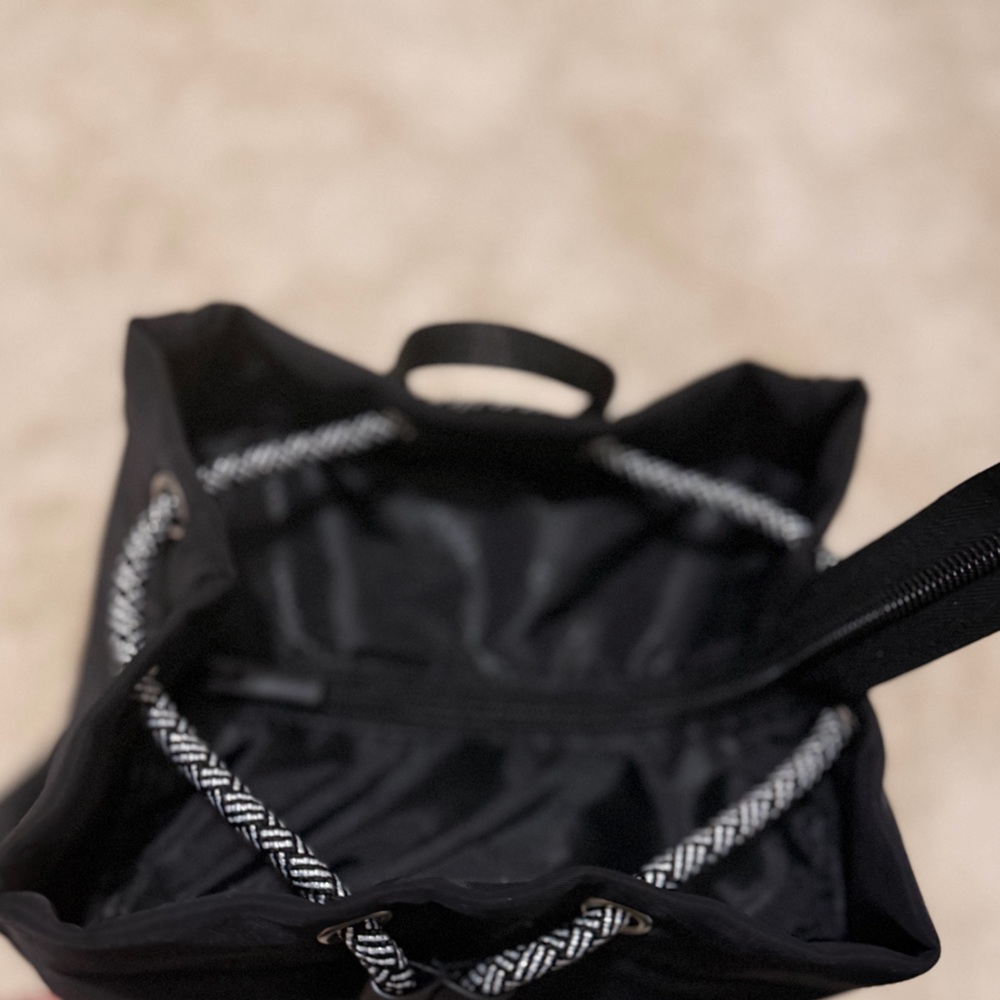 Versace Black Nylon Drawstring Backpack with Contrast Rope - Picture 7 of 8